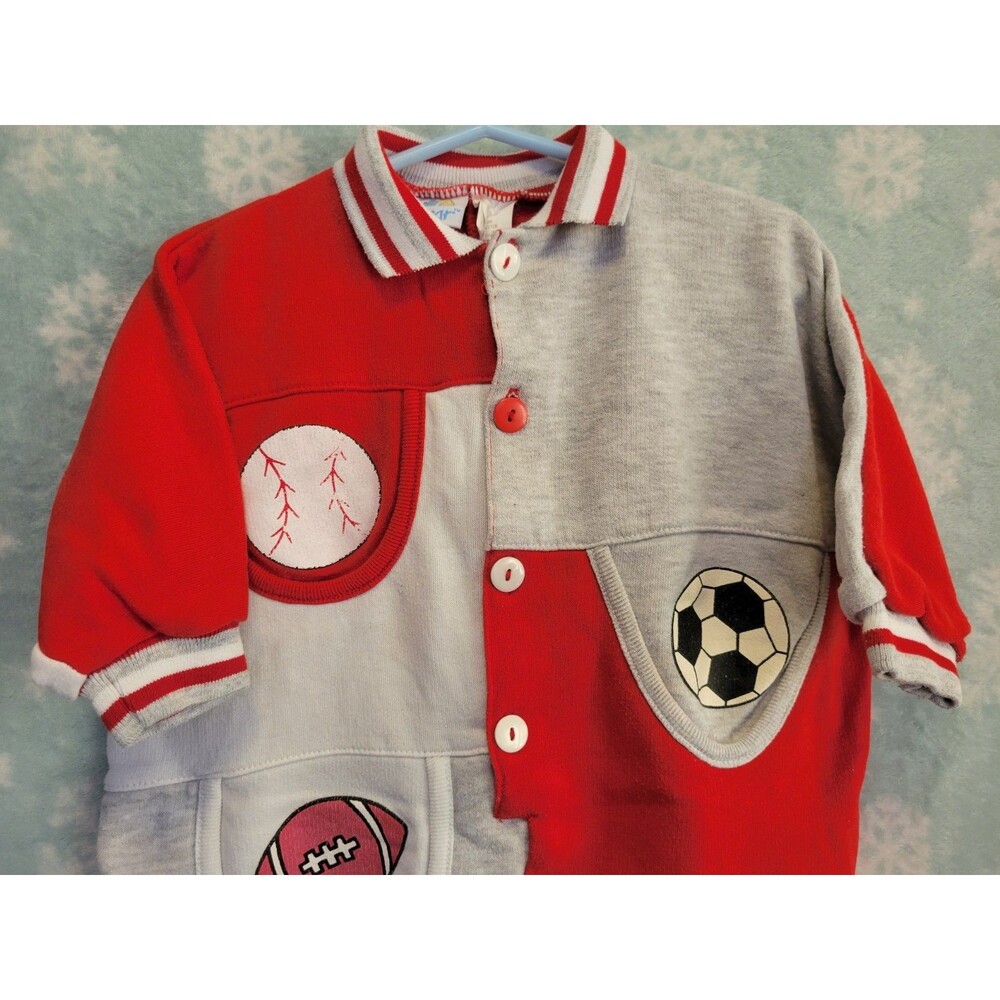 Y2K Miniwear Boys Sports Jumper Long Sleeve Polo Romper 6-9M Soccer Baseball